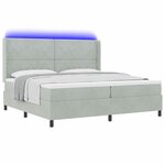vidaXL Lit à ressorts avec matelas Gris clair 200 x 200 cm Velours