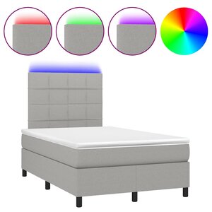 vidaXL Sommier à lattes de lit matelas LED gris clair 120x190 cm tissu