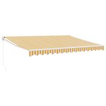 vidaXL Auvent rétractable jaune et blanc 4x3 m tissu et aluminium