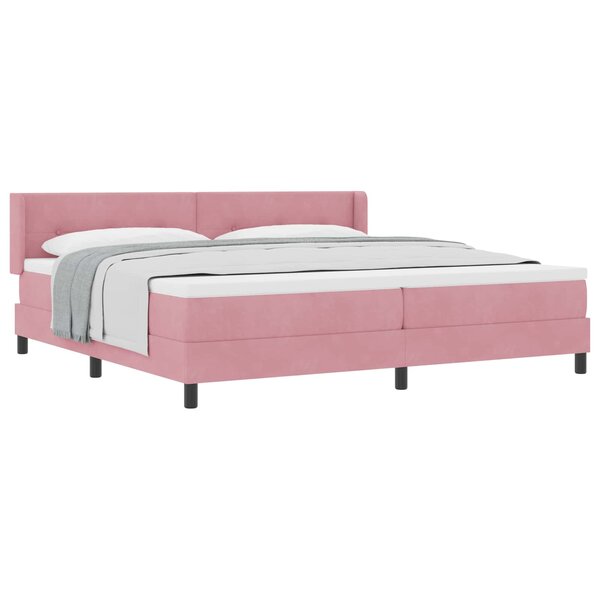 vidaXL Lit à ressorts avec tête de lit Rose 200 x 200 cm Velours