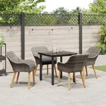 vidaXL Ensemble de salle à manger de jardin 5 pièces en poly rattan gris