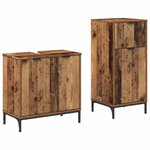 vidaXL Ensemble de mobilier de salle de bain Plaid 2 Pièces Bois ancien