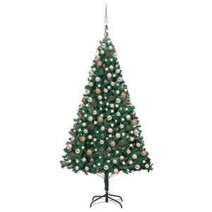 vidaXL Arbre de Noël artificiel pré-éclairé et boules vert 210 cm PVC