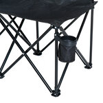 Banc de jardin pliable banc de camping pliant portable 6 places dim. 2 65l x 0 48l x 0 80h m métal époxy oxford noir