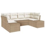 vidaXL Ensemble de canapé de jardin 6 Pièces Beige Poly rotin