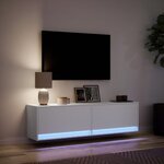 vidaXL Meuble TV mural avec lumières LED blanc 140x31x38 cm