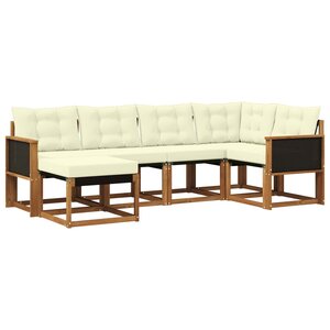 vidaXL Ensemble de canapés d'extérieur 6 pc Naturel et Crème