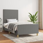 vidaXL Cadre de lit avec tête de lit Gris foncé 80x200 cm Tissu