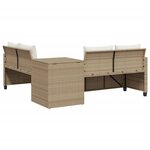 vidaXL Canapé de jardin avec table et coussins en forme de L beige