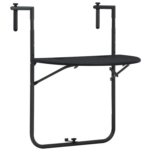 vidaXL Table de balcon Noir 60x64x83 5 cm Plastique Aspect de rotin