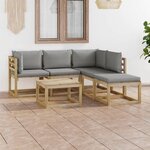 Vidaxl salon de jardin 6 pièces avec coussins gris