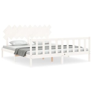 vidaXL Cadre de lit sans matelas blanc bois massif de pin