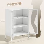 Armoire de bureau 80 x 40 x 110 cm étagères réglables rangement pratique style industriel contemporain en acier blanc 21_0006407