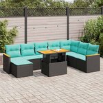 vidaXL Salon de jardin 9 Pièces avec coussins noir résine tressée