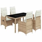 vidaXL Ensemble de bistro de jardin 5 Pièces coussins beige poly rotin