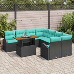 vidaXL Ensemble de canapé de jardin 9 Pièces Noir Poly rotin