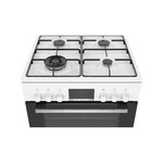 Bosch hxr39ih20 - cuisiniere mixte - 3 foyers gaz et 1 wok - four multifonction full ecoclean - 66 l - a - l 60 cm - blanc