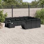 vidaXL Salon de jardin 11 Pièces avec coussins noir résine tressée