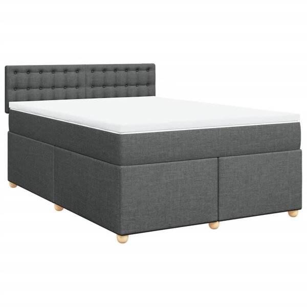 vidaXL Sommier à lattes de lit avec matelas Gris foncé 140x190cm Tissu