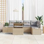 vidaXL Ensemble de canapé de jardin 6 Pièces Beige Poly rotin