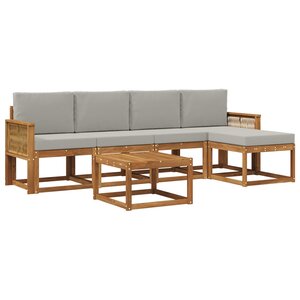 vidaXL Ensemble de canapés d'extérieur 6 Pièces Naturel et gris clair