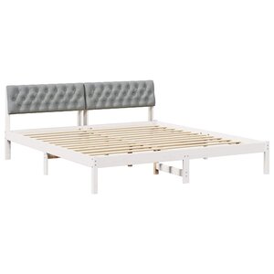 vidaXL Cadre de lit avec tête de lit Blanc et gris clair 180 x 200 cm