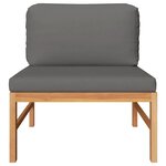 vidaXL Salon de jardin 2 Pièces avec coussins gris foncé Bois de teck