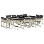 vidaXL Ensemble à manger de jardin et coussins 13 Pièces gris clair rotin