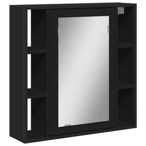 vidaXL Armoire de salle de bain à miroir noir bois d'ingénierie