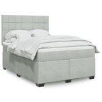 vidaXL Sommier à lattes de lit et matelas Gris clair 140x200cm Velours