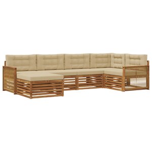 vidaXL Ensemble de canapés d'extérieur 6 Pièces Naturel et Beige