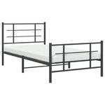 vidaXL Cadre de lit métal avec tête de lit/pied de lit noir 107x203 cm