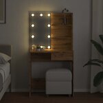 vidaXL Coiffeuse avec LED chêne artisanal 74 5x40x141 cm