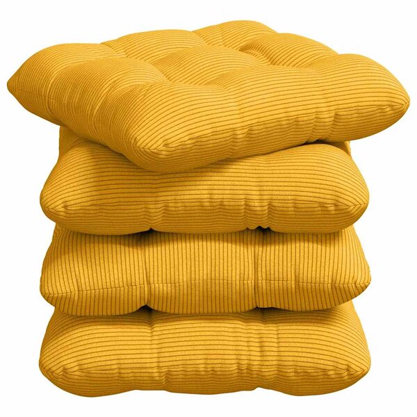 vidaXL Coussins de siège 4 pc Tissu en velours côtelé Jaune clair