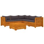vidaXL Salon de jardin 6 Pièces avec coussins Bois d'acacia solide