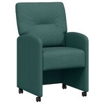 vidaXL Chaises de Salle à Manger avec Roues 2 pc tissu Vert foncé