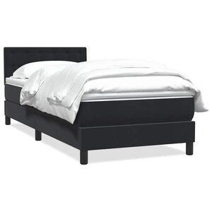 vidaXL Sommier à lattes de lit avec matelas noir 90x210 cm velours