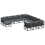 vidaXL Ensemble de canapé de jardin 12 Pièces Noir 71.5 x 71.5 x 71 cm