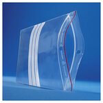 Sachet plastique zip transparent à bandes blanches 60 microns raja 10x20 cm
