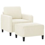 vidaXL Fauteuil avec repose-pied Crème 60 cm Velours