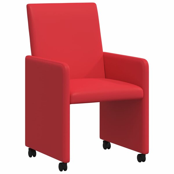 vidaXL Chaises de Salle à Manger avec Roues 2 pc Faux cuir Rouge