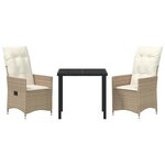 vidaXL Ensemble de salle à manger pour jardin 3 Pièces Beige Poly rotin