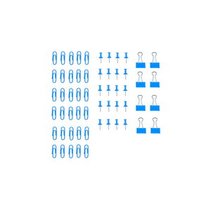 Lot de trombones epingles et minis pinces -  couleur bleu