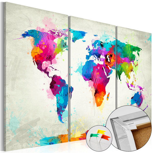 Tableau en liège - colourful expression [cork map] l x h en cm 120x80
