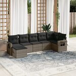 vidaXL Salon de jardin avec coussins 7 Pièces gris résine tressée