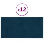 vidaXL Panneaux muraux 12 Pièces Bleu 60x30 cm Velours 2 16 m²