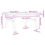 vidaXL Table basse cadre en Y 90x90x45 cm bois de pin massif et fonte