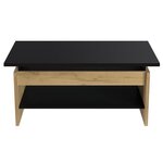 HAPPY Table basse relevable - Décor chene et noir - L 100 x P 50 x H 44 cm