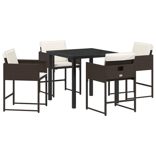 vidaXL Ensemble de salle à manger pour jardin 5 Pièces Marron Poly rotin
