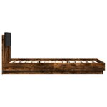 vidaXL Cadre de lit tête de lit et lumières LED chêne fumé 90x200 cm